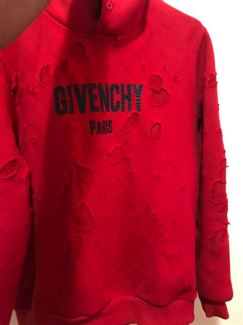 givenchy red destroyed hoodie|givenchy paris sweatshirt destroyed.